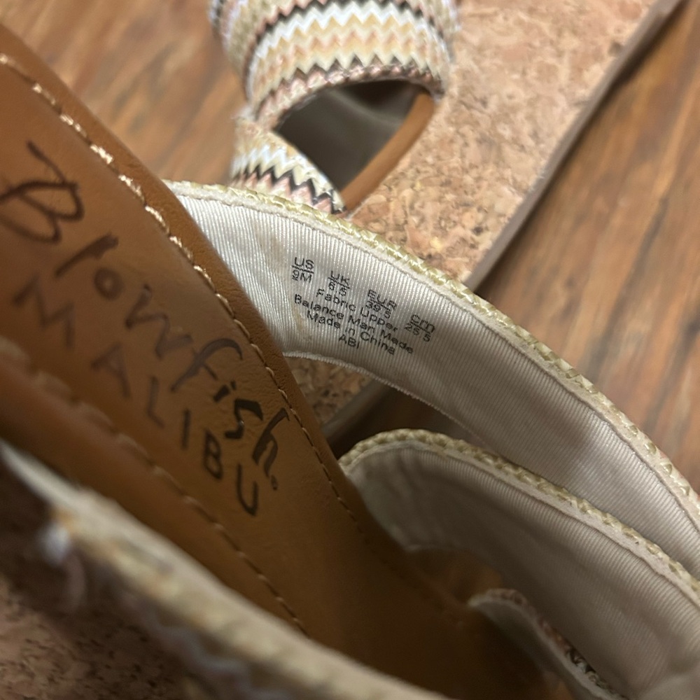 Woven Zigzag Tan Multi Mules Abi Wedge Sandal Summer Spring Blowfish Malibu - Picture 8 of 9